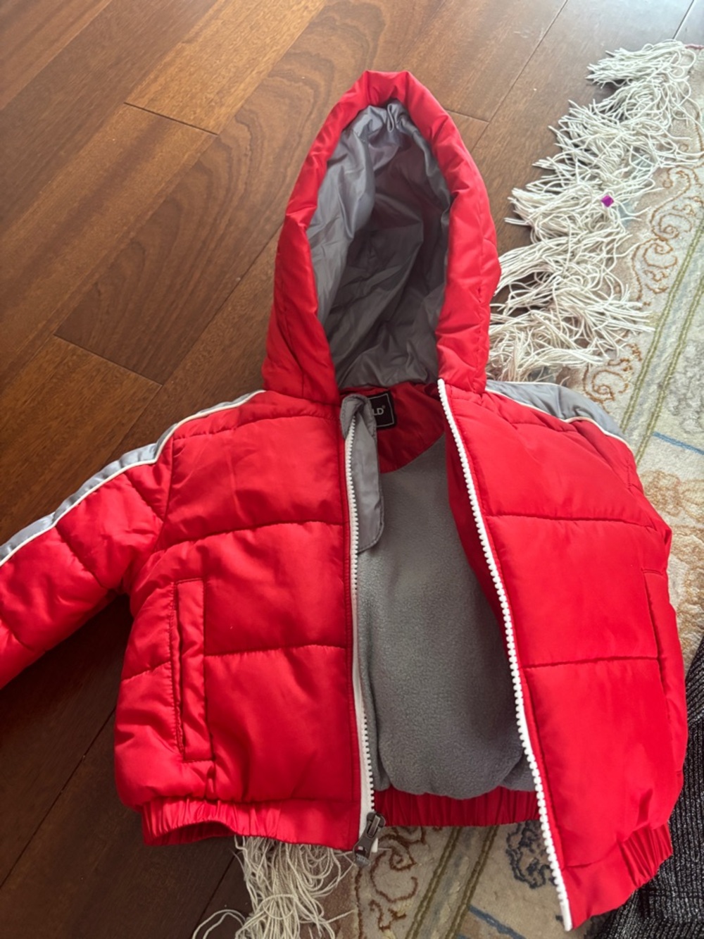 Kids Red Hooded Puffer Jacket